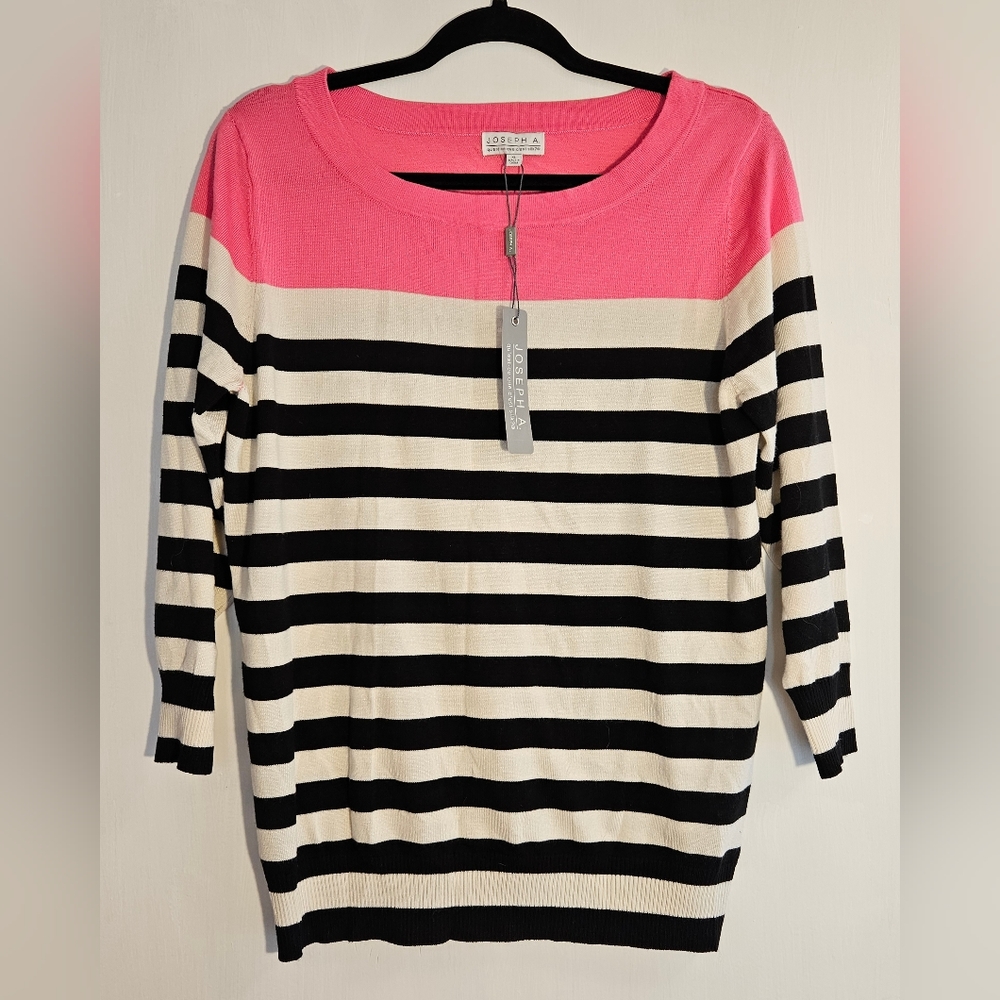 NWT Joseph A Sweater Pink/white/black Size XL